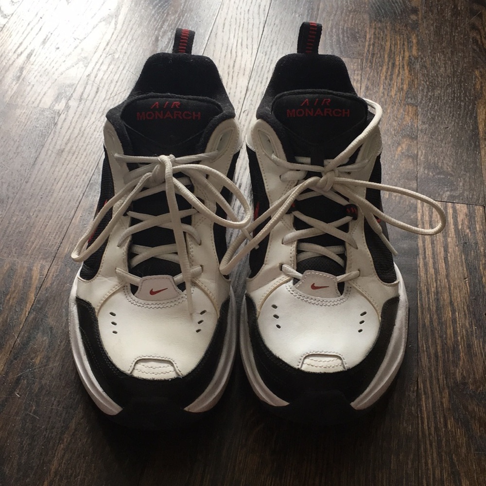 Nike Men’s Air Monarch White,Black,& Red Sneakers